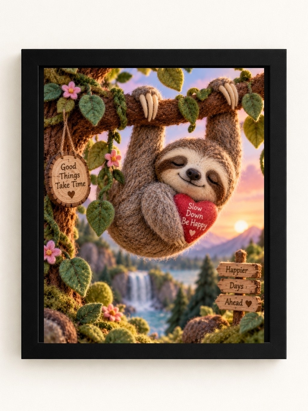 Smiling Sloth A.I. Art Print- 8x10 Frame